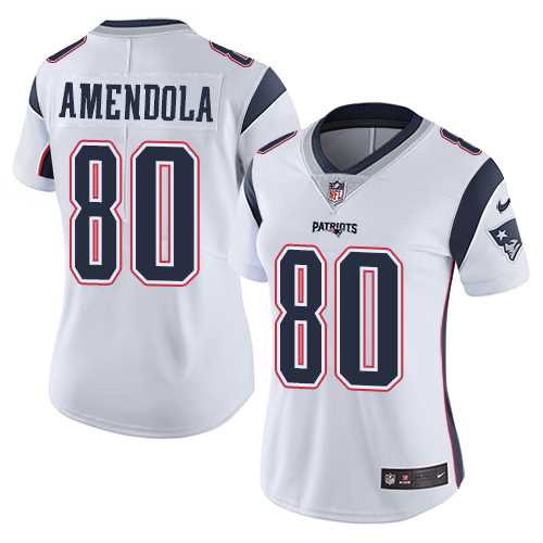 Nike Patriots #80 Danny Amendola White Women's Stitched NFL Vapor Untouchable Limited Jersey